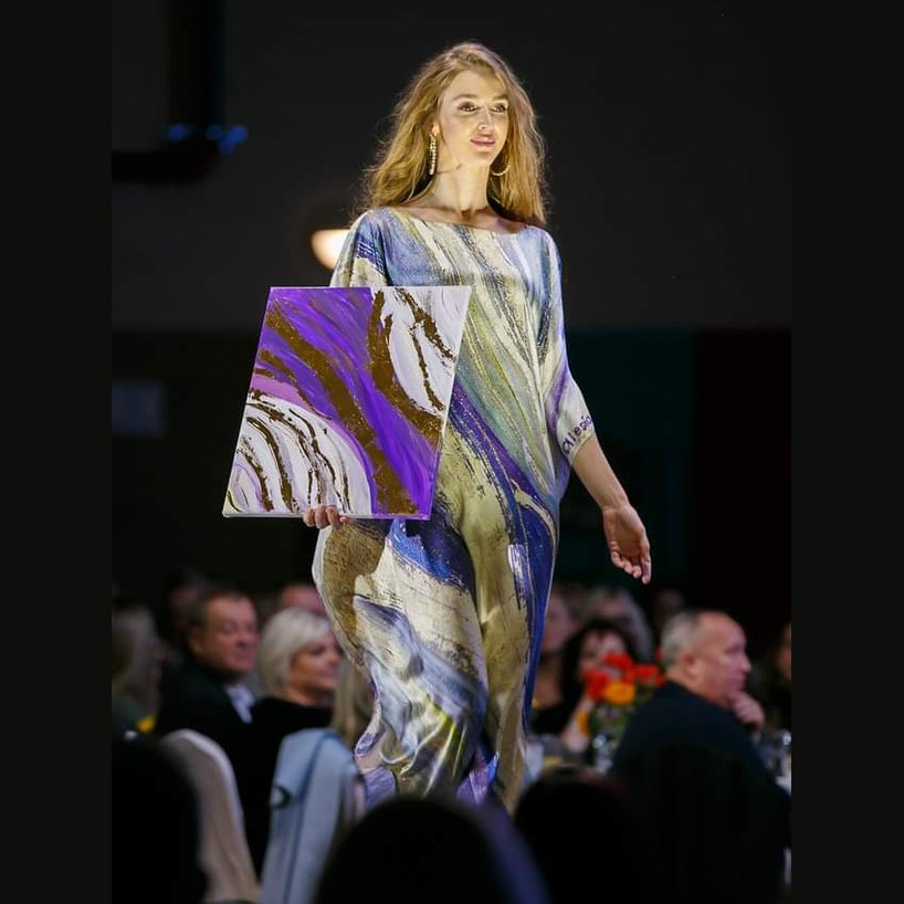 Purple Way Silk Maxi Caftan – Purple/Beige – Reversible Neckline