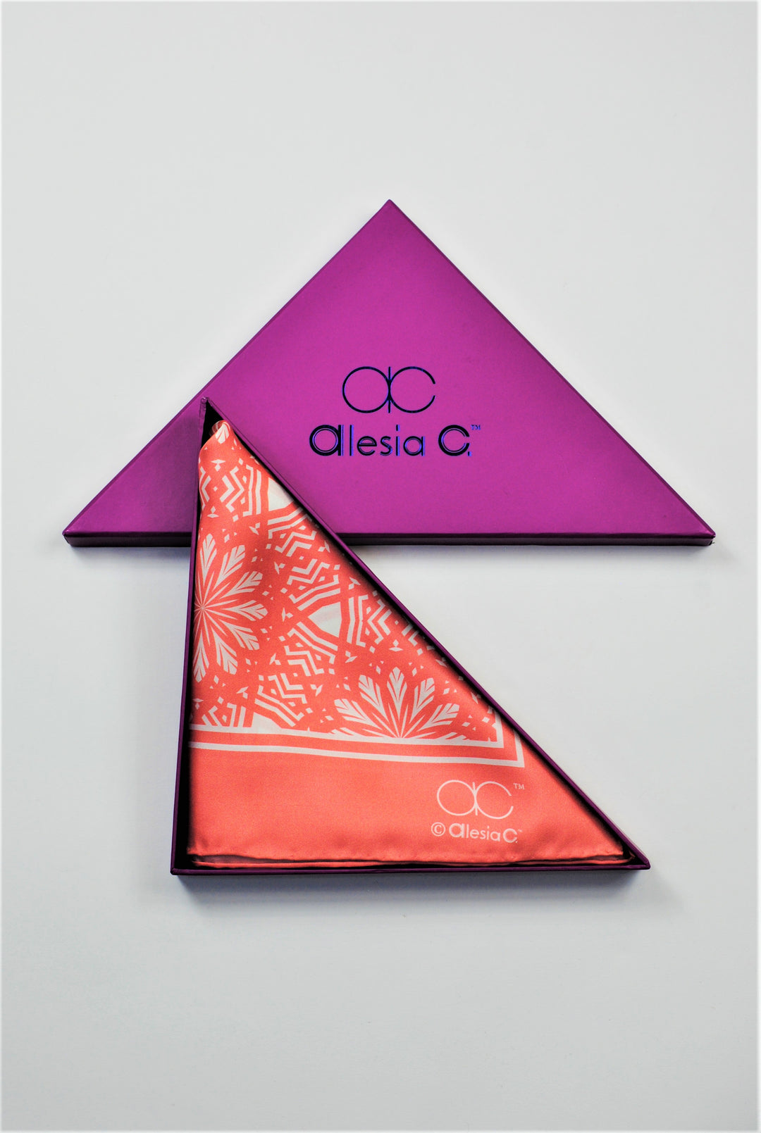 SERENITY Mandala Designer Silk Square Scarf – Peach White – Hand-Rolled Edges – Multiple Sizes
