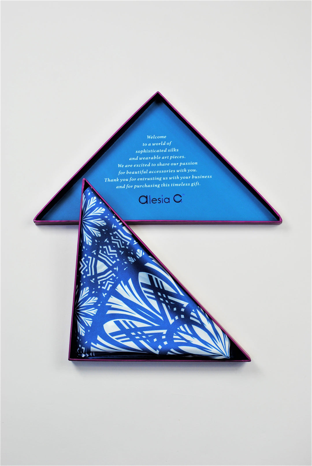 SERENITY Mandala Designer Silk Square Scarf – Blue White – Hand-Rolled Edges – Multiple Sizes