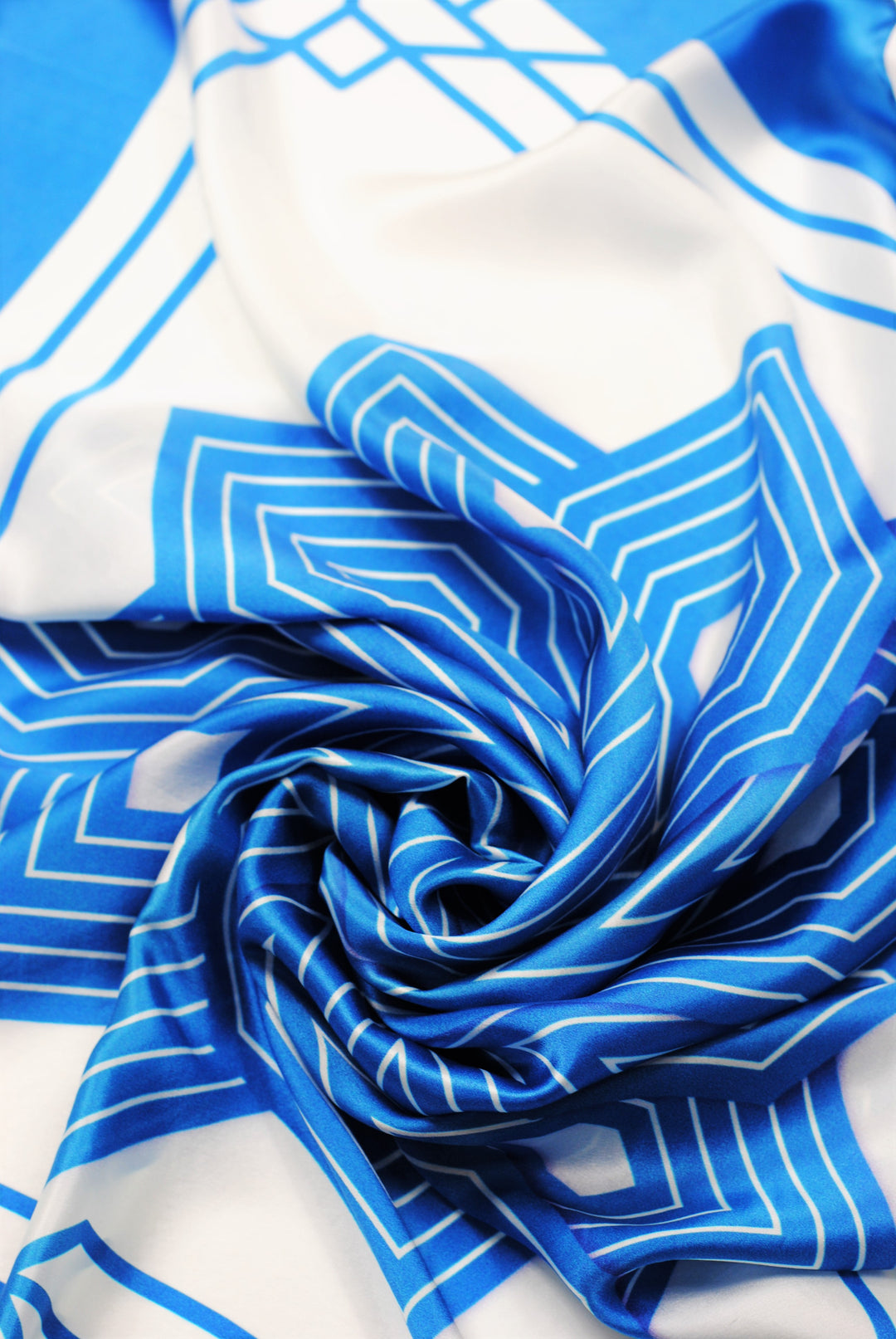 Luxury Pure silk designer scarf Belarus Cornflower SUMATRA BLUE WHITE Pure Silk Square Scarf Alesia Chaika