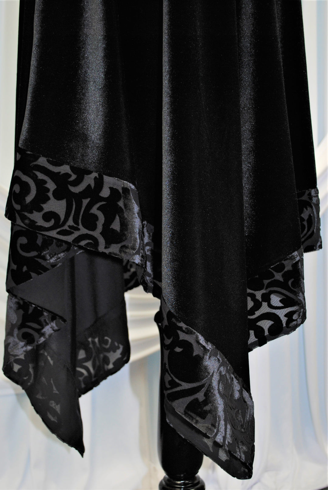 FESTIVA Couture Asymmetrical Black Stretch Velvet Cocktail Dress