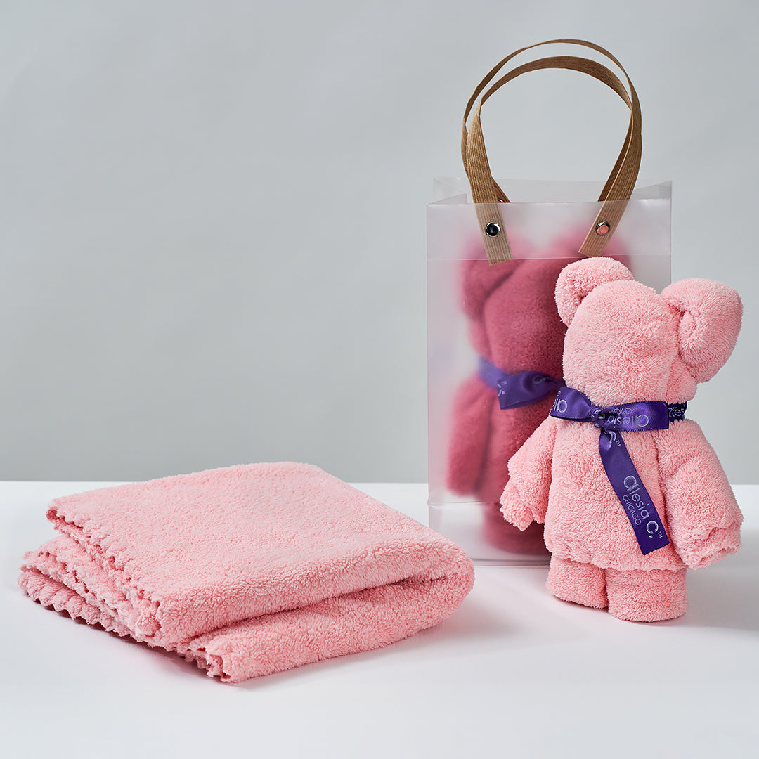 Teddy Bear Luxury Face Towel by Alesi Chaika With Custom Ribbon