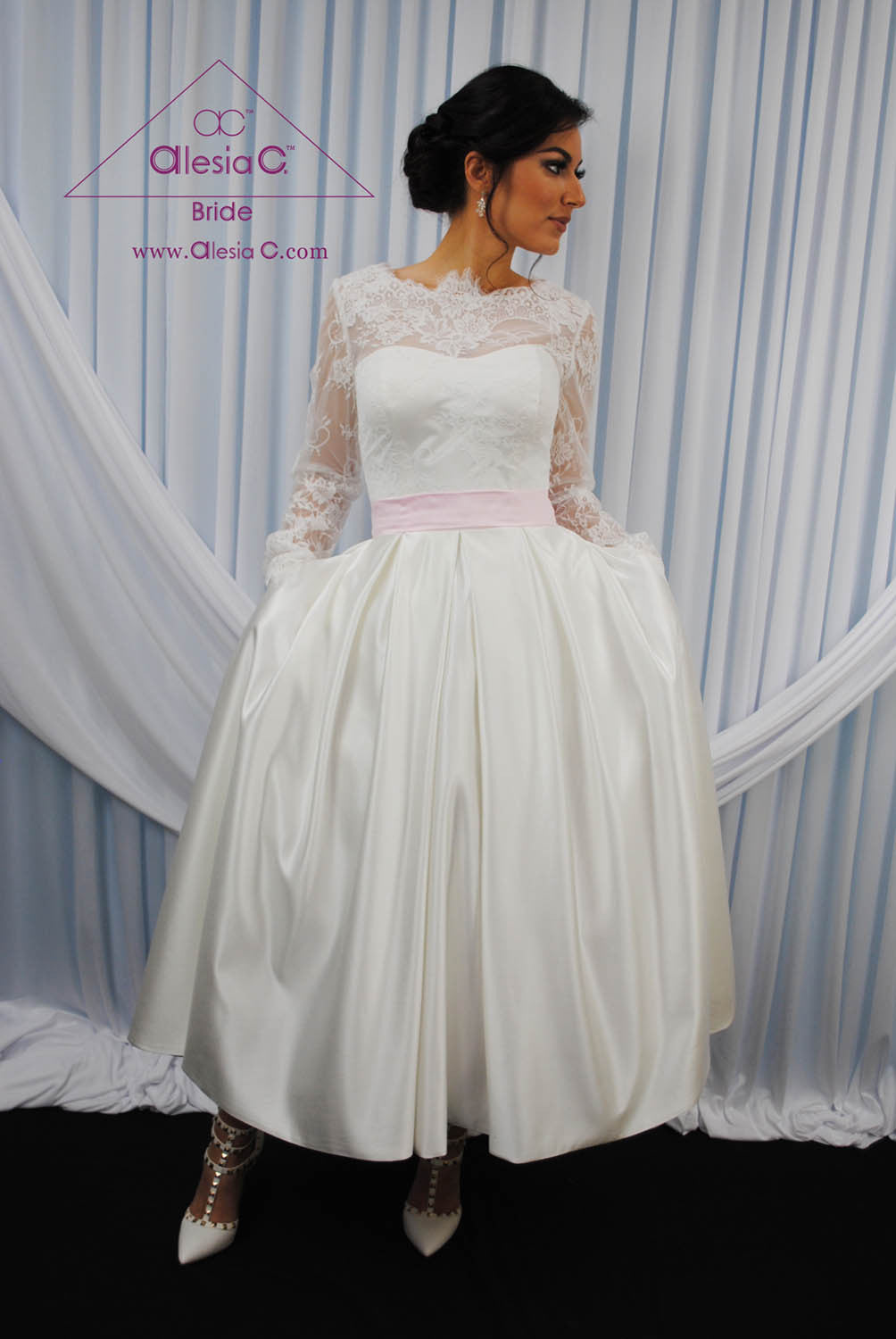 Tea length winter wedding dresses hot sale