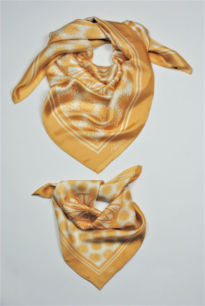 WISDOM Mandala Silk Square Scarf in Beige White – Multiple Sizes by Alesia Chaika