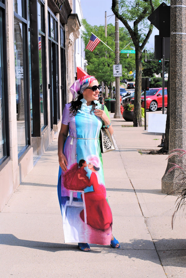 Mom & Daughter Love Stretch Maxi Dress – Multicolor – Scoop Neck