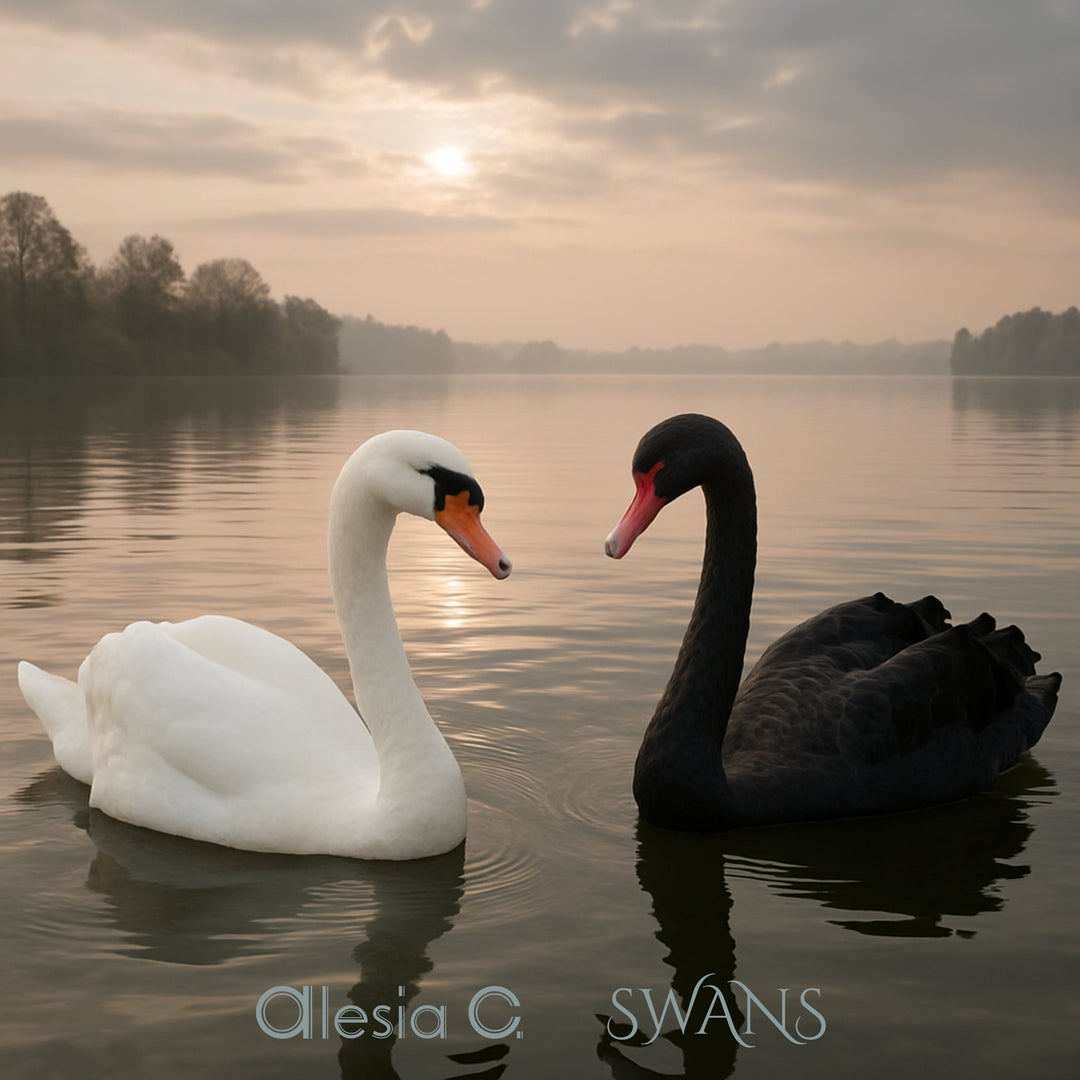 Alesia Chaika White and Black SWANS inspiration on the Lake Michigan AlesiaC.com