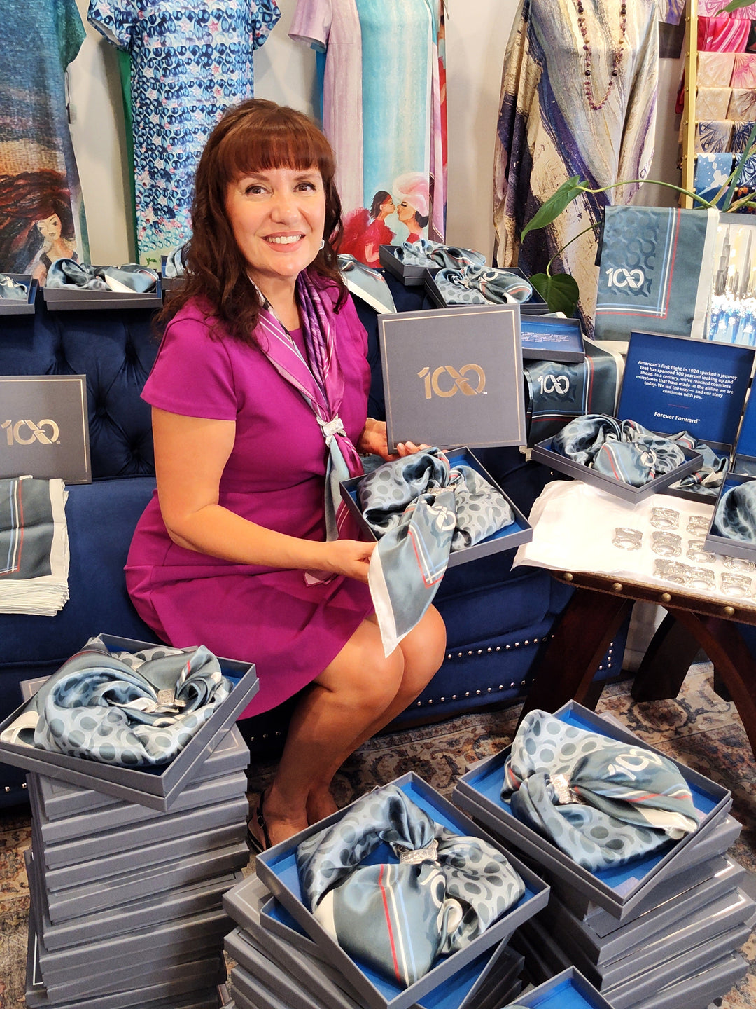 Alesia Chaika, Founder and Creative Director of Alesia C. Fashion House, presents the exclusive American Airlines Centennial Executive Gift Collection, celebrating 100 years of aviation excellence, 1926–2026.