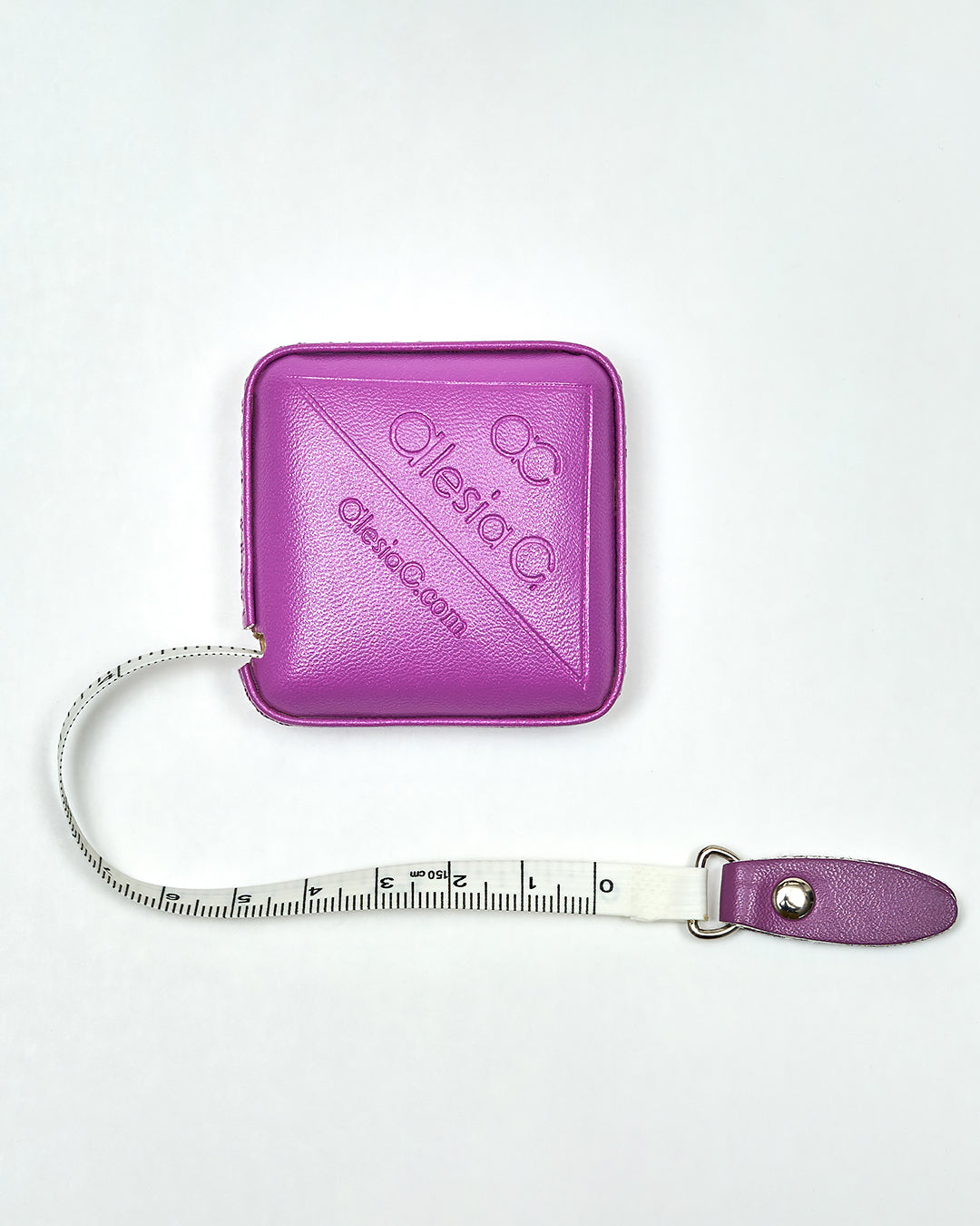 Designer Signature Purple Leather Tape Measure in centimeters and inches by Alesia Chaika