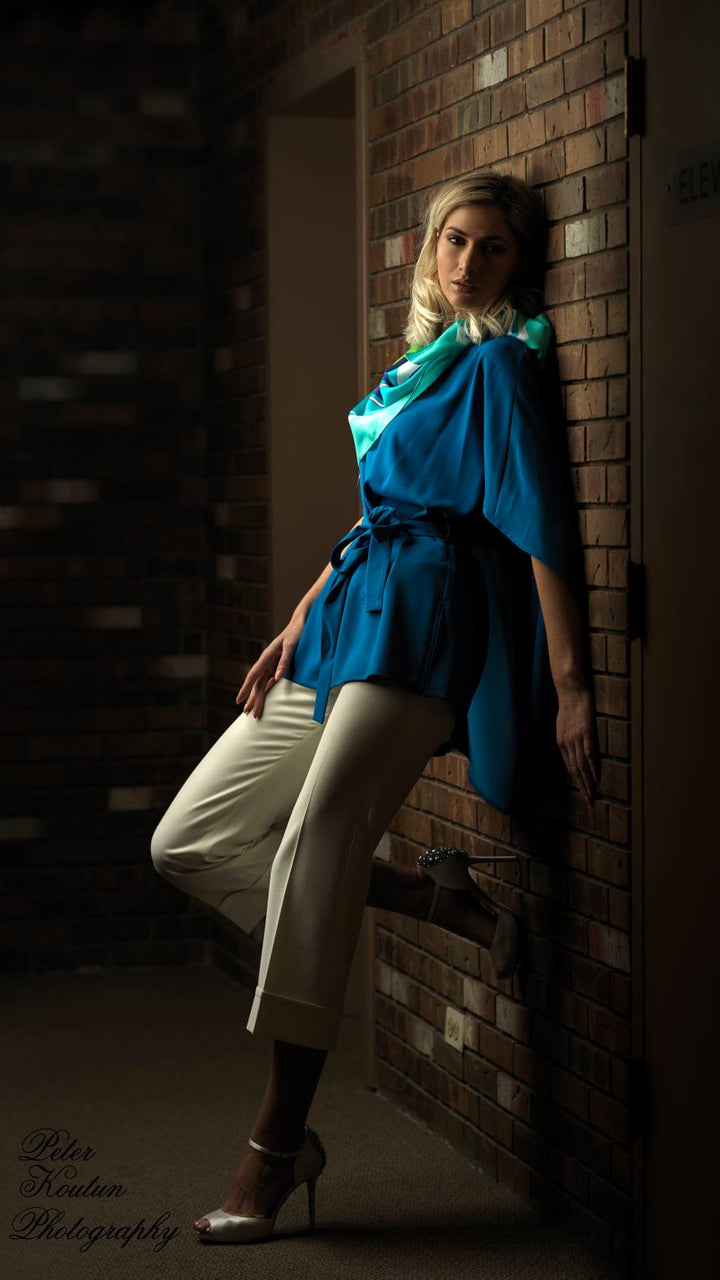 GREAT LAKE Mandala Silk Scarf – Sea Lime and Blue Mint