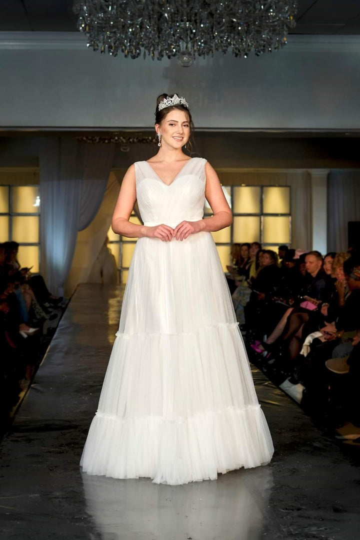 Alesia C. BALLERINA A Line Pleated Tulle Wedding Gown AlesiaC.com 