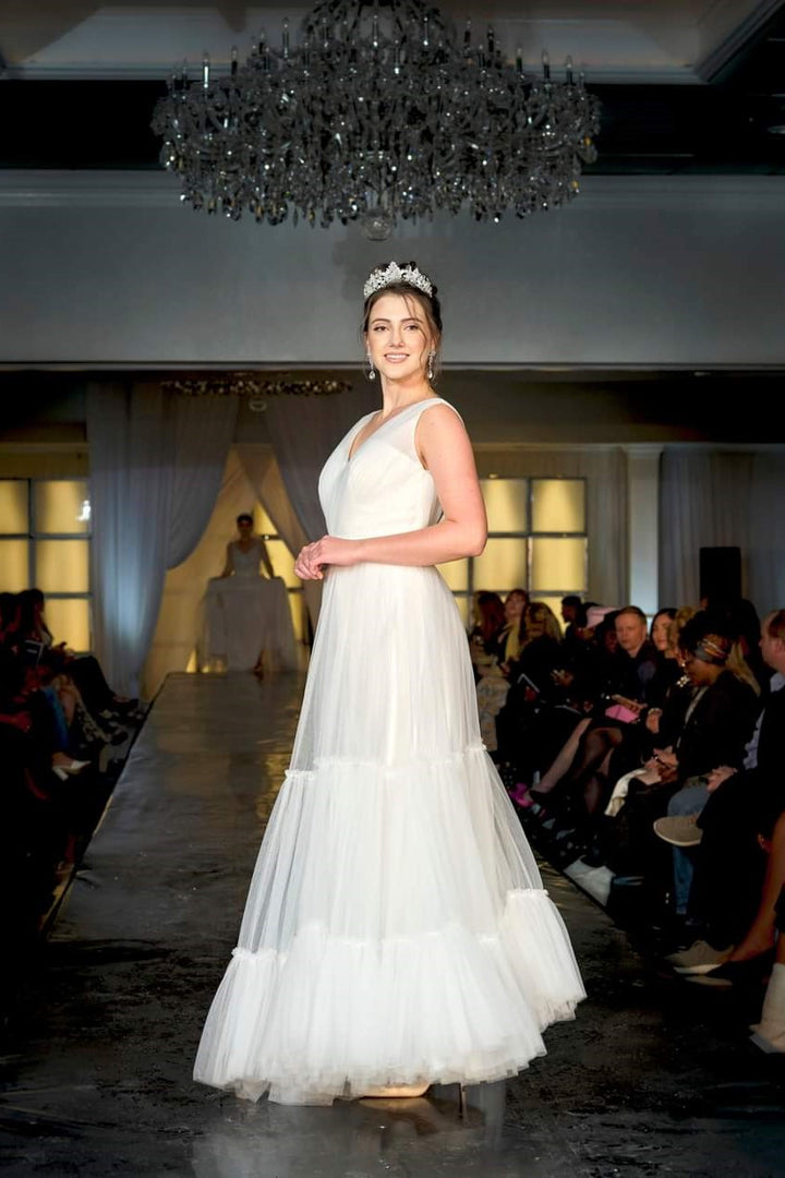 Alesia C. BALLERINA A Line Pleated Tulle Wedding Gown AlesiaC.com 