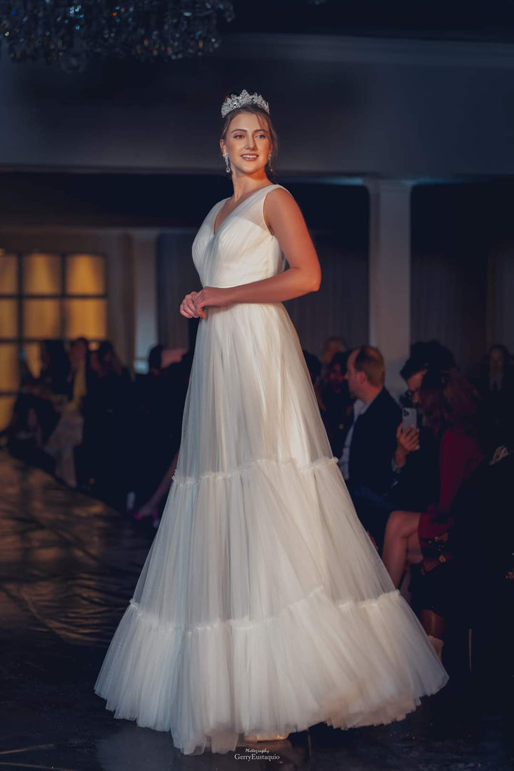 Alesia C. BALLERINA A Line Pleated Tulle Wedding Gown AlesiaC.com 