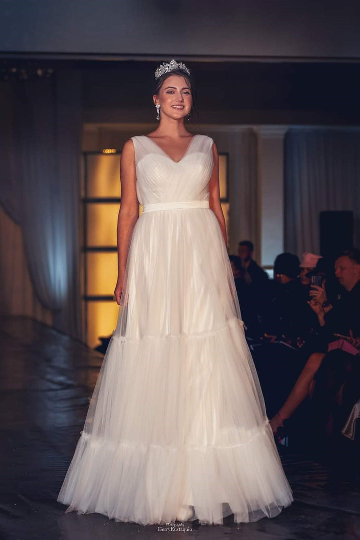 Alesia C. BALLERINA A Line Pleated Tulle Wedding Gown AlesiaC.com 