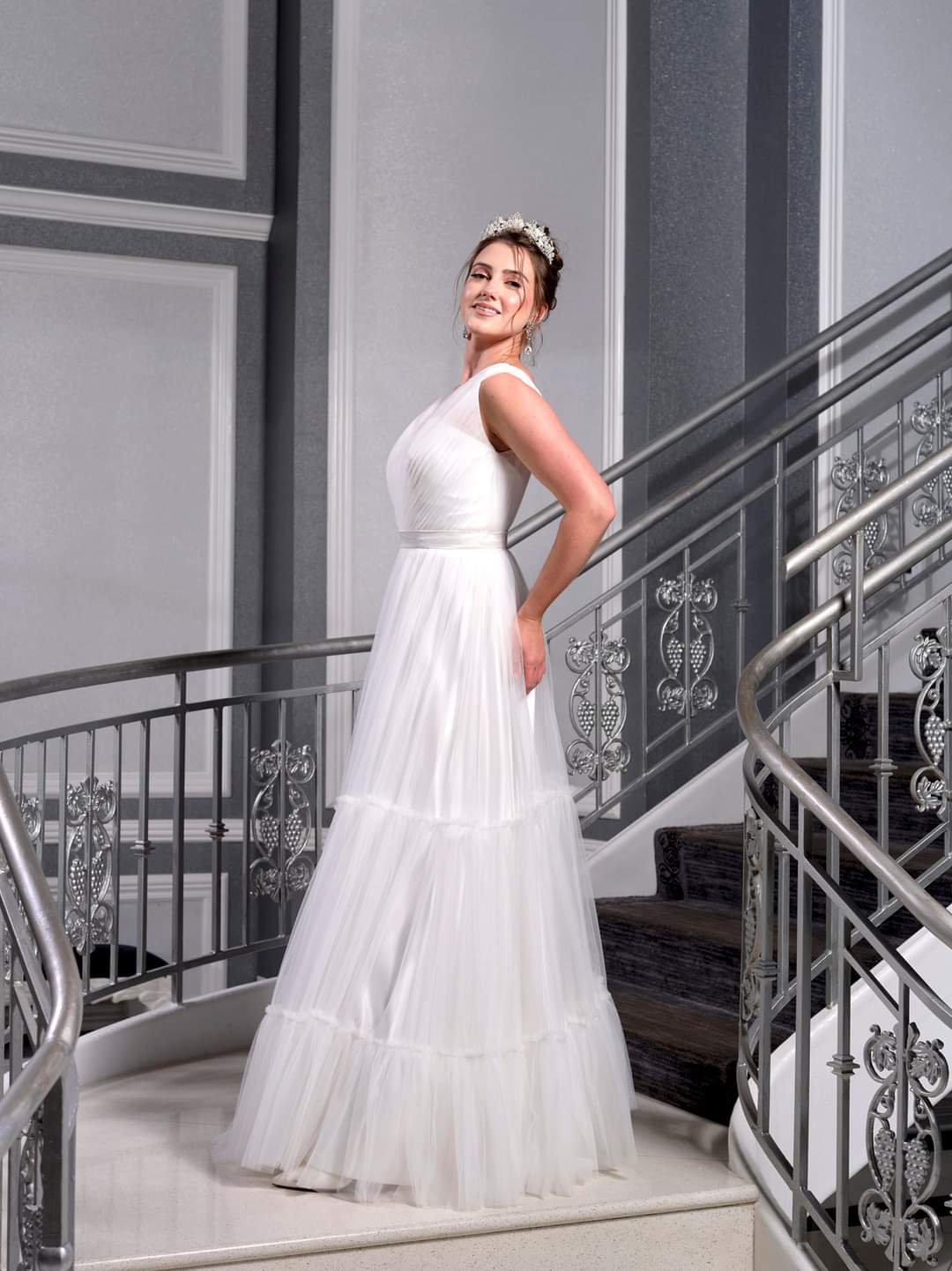 Alesia C. BALLERINA A Line Pleated Tulle Wedding Gown AlesiaC.com 