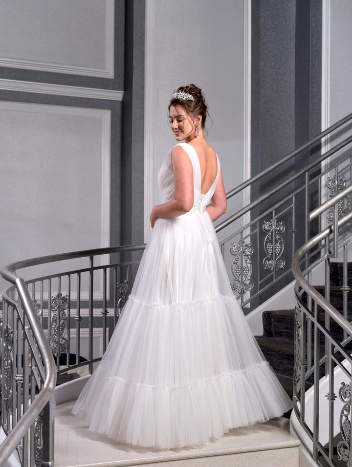 Alesia C. BALLERINA A Line Pleated Tulle Wedding Gown AlesiaC.com 
