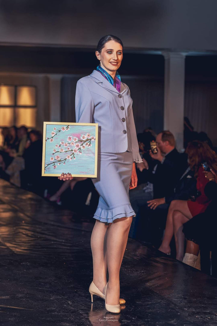 CHERRY BLOSSOM SPRING SAKURA Designer Silk Scarf Art A Porte by Alesia Chaika