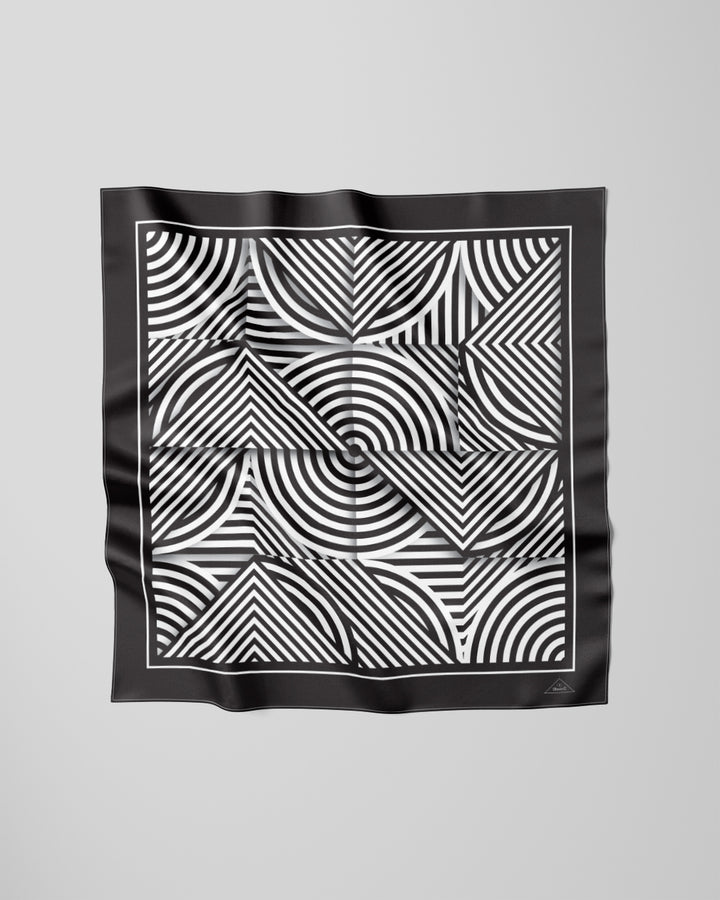 SLIM DANCE Mandala Silk Long Scarf – Black White