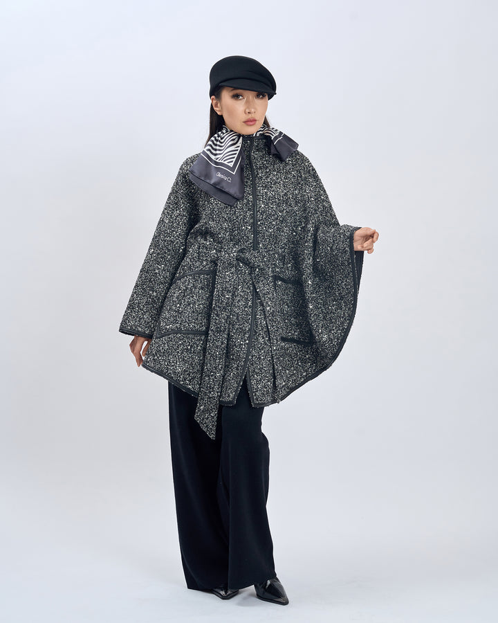 SLIM DANCE Mandala Silk Square Scarf – Black White