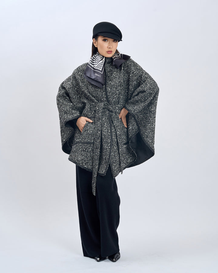 SLIM DANCE Mandala Silk Long Scarf – Black White