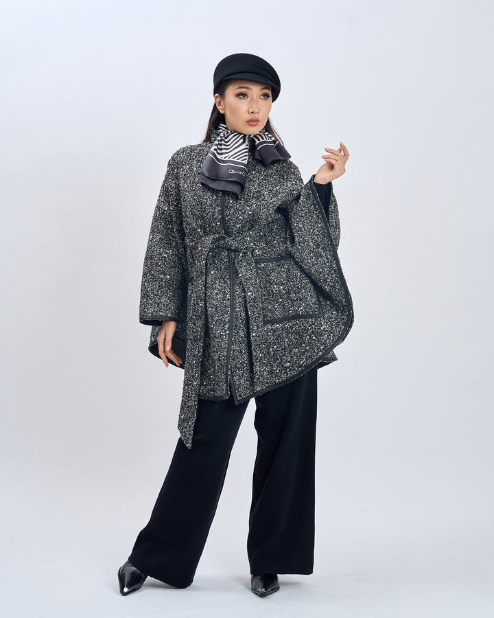 SLIM DANCE Mandala Silk Long Scarf – Black White