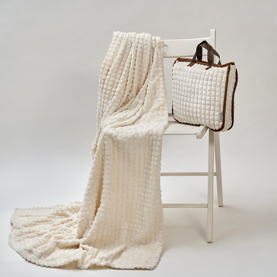 TRAVEL COZY 4-in-1 Plaid Velvet Plush Blanket-Pillow-Bag