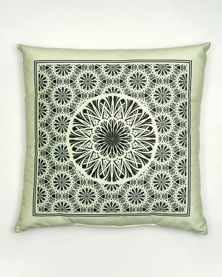 SERENITY Mandala Decorative Throw Pillow In Sage Black