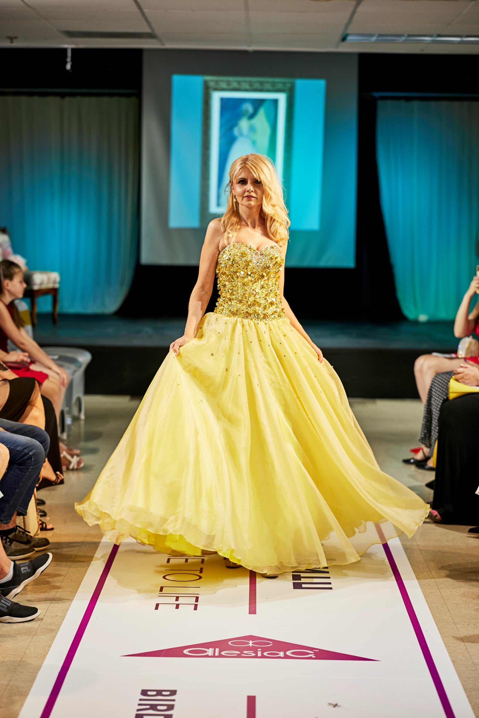 Yellow Organza Sequin Ball Gown Sunflower by Alesia Chaika