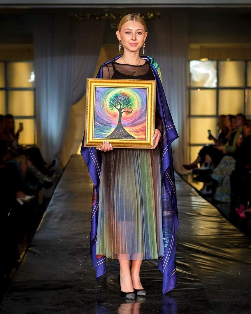 TREE OF LIFE Designer 100% Silk Scarf Art-A-Porte by Alesia Chaika AlesiaC.com