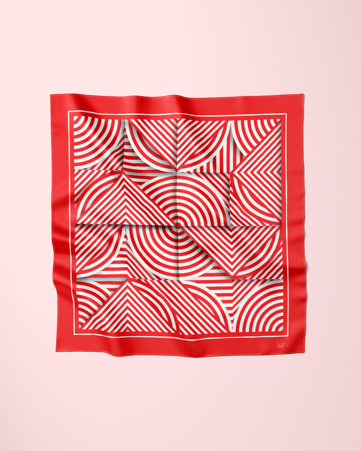 SLIM DANCE Mandala Silk Long Scarf – Red White