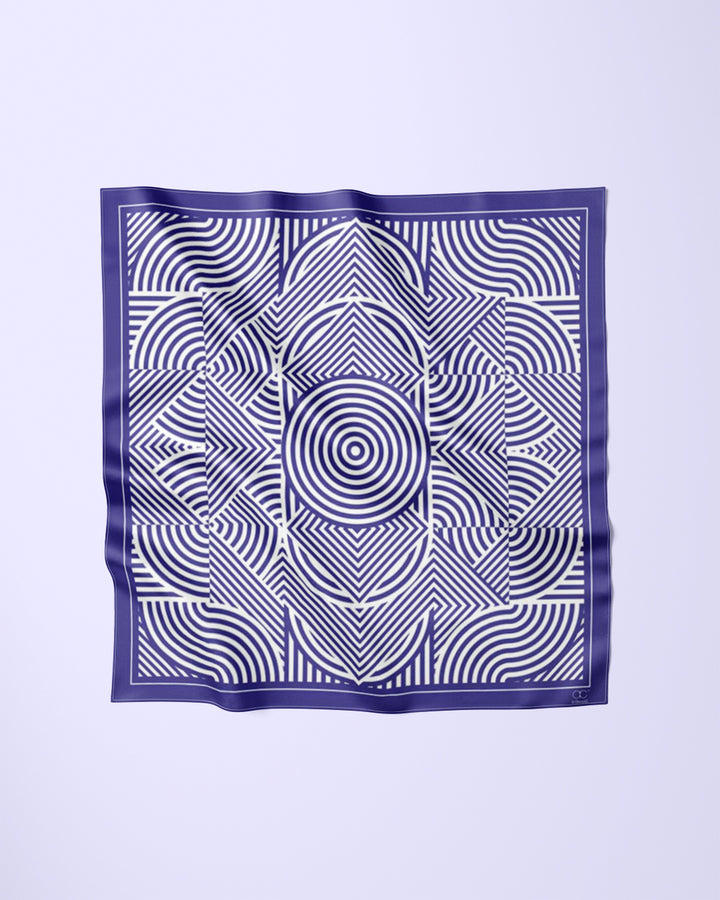 SLIM DANCE Mandala Silk Square Scarf – Dark Purple White