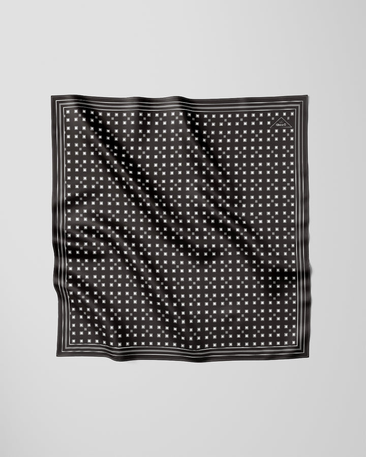 Architectural Connection Black White Silk Pocket Square 12×12 Alesia Chaika