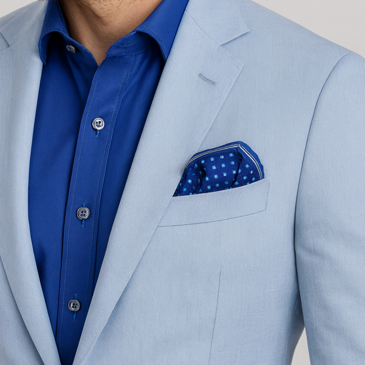 ARCHITECTURAL CONNECTION™ Silk Pocket Square Royal Blue Navy 12×12 by Alesia Chaika