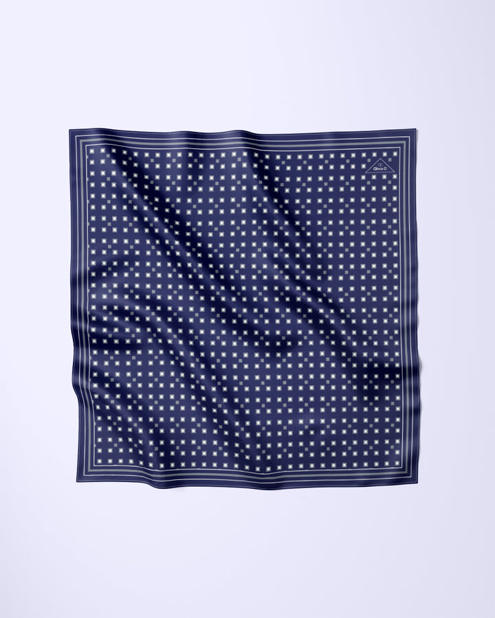 Architectural Connection Navy White Silk Pocket Square 12×12 Alesia Chaika