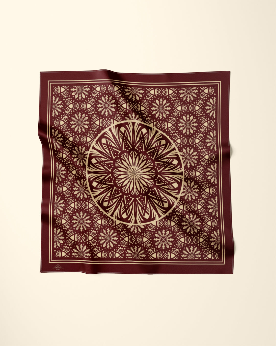 BROWN GOLD SERENITY Mandala Designer Silk Scarf by Alesia Chaika