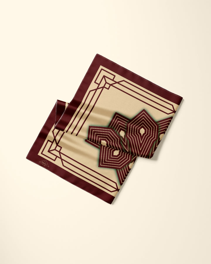 BROWN BEIGE SUMATRA Mandala Designer Silk Pocket Square 12x12 Alesia Chaika