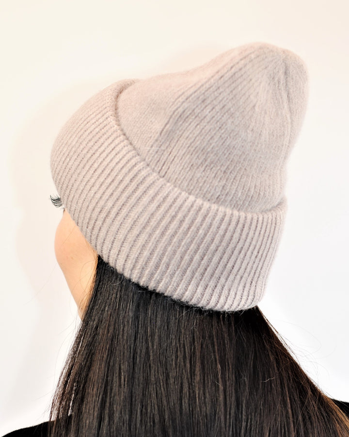 ANGORA BEANIE Wool Knit Hat With Double Cuff