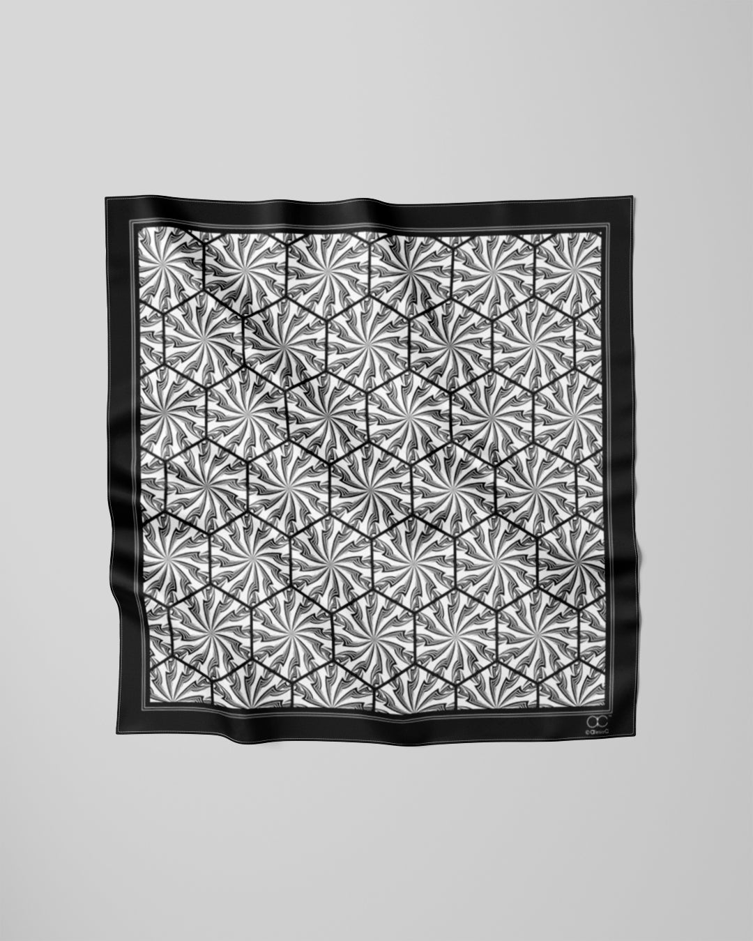 Black White DANDELION SNOW Snowflakes Designer Pure Silk Scarf Black White AlesiaC.com