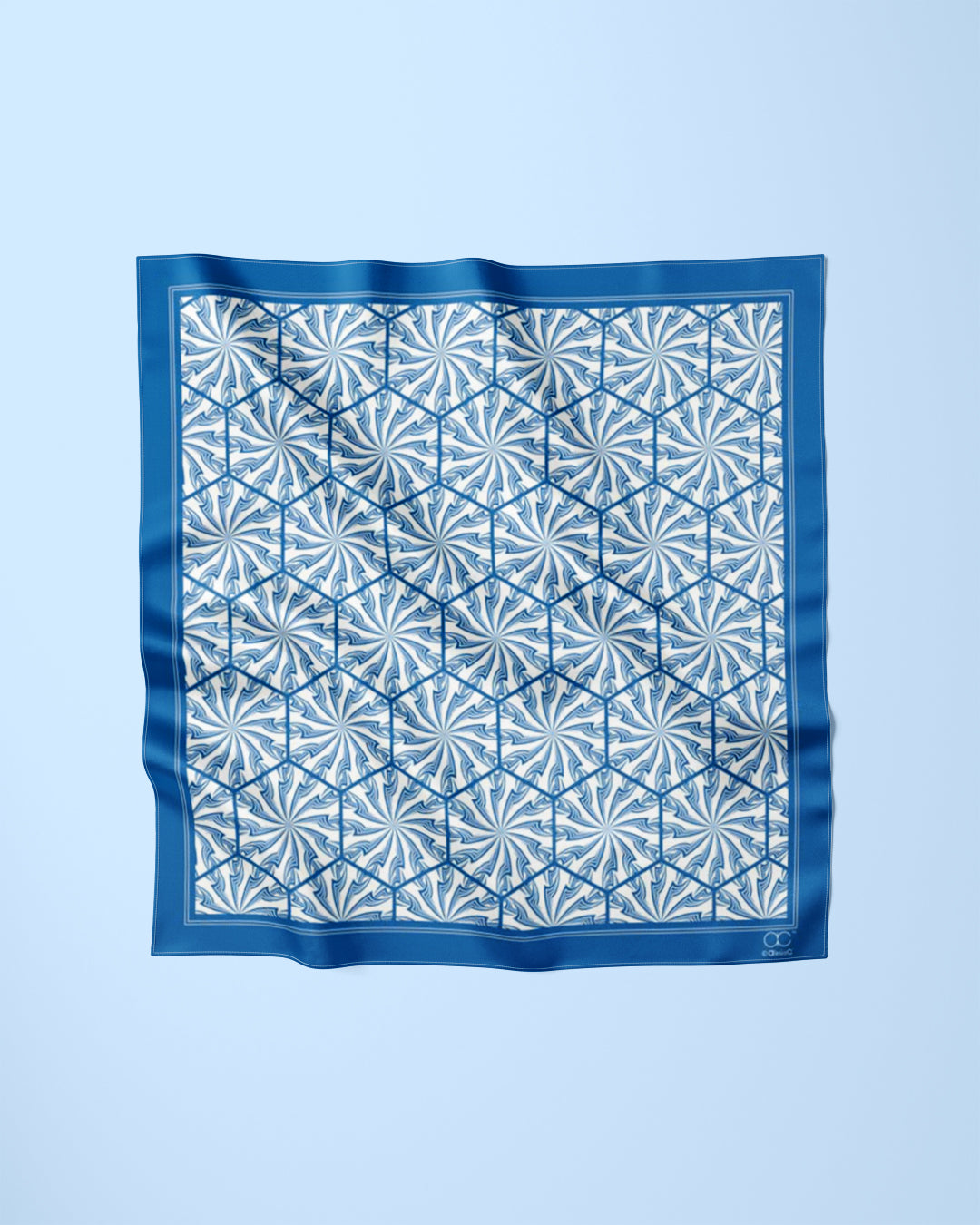Blue White DANDELION SNOW Snowflakes Designer Pure Silk Scarf Black White AlesiaC.com