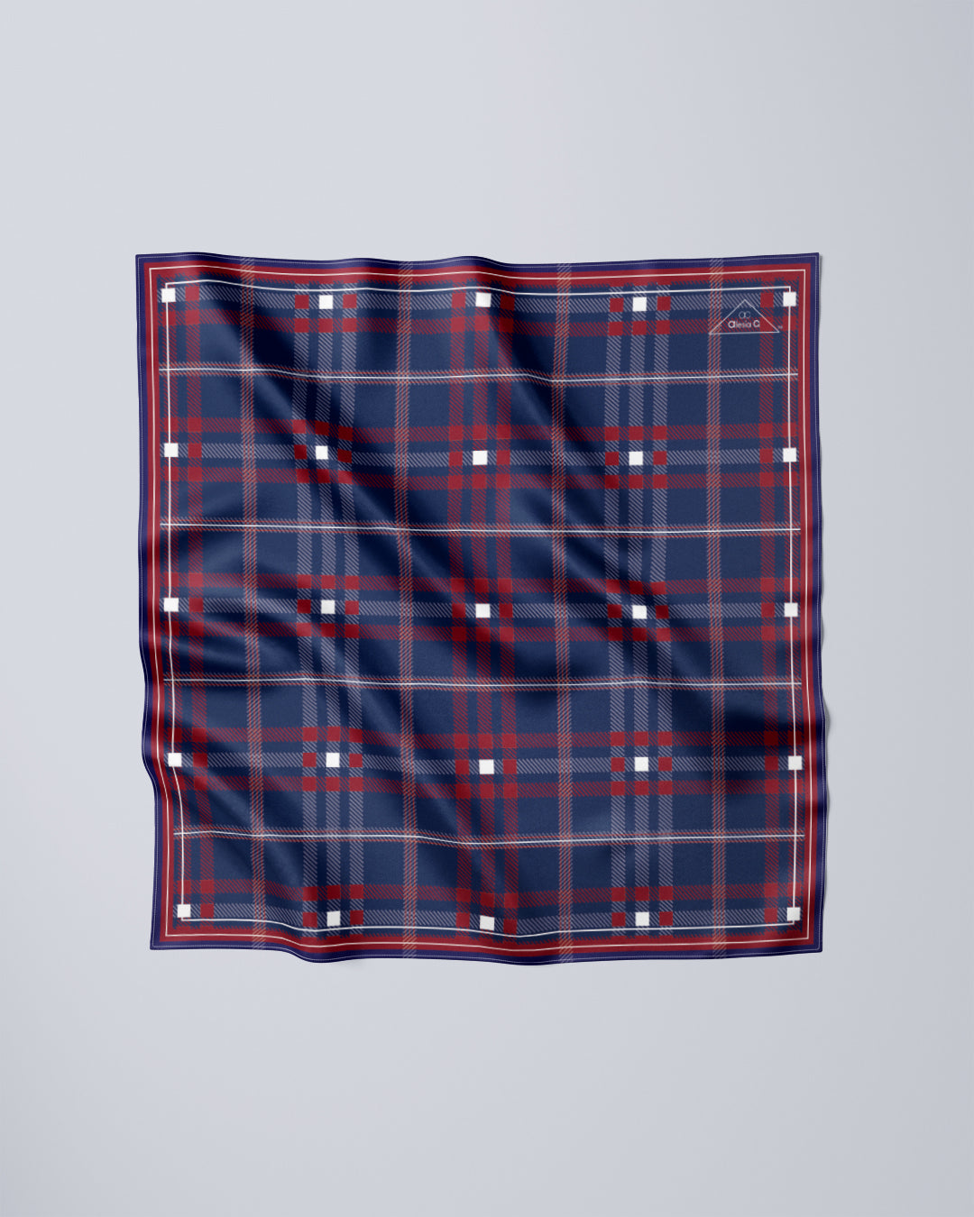 Burgundy Navy Plaid Silk Pocket Square by Alesia C.