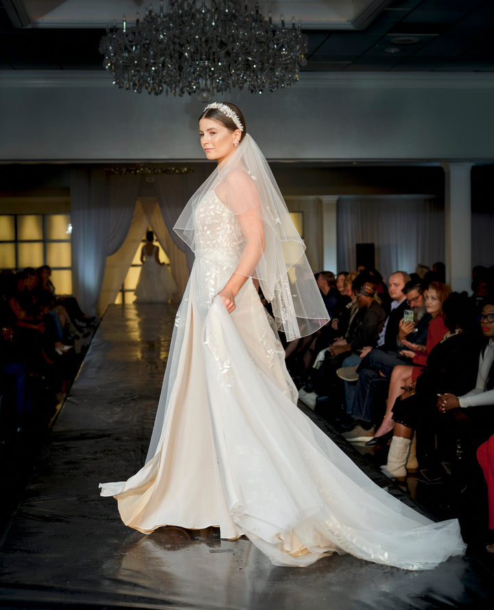 Bride wearing DIANA two-piece gown without overskirt