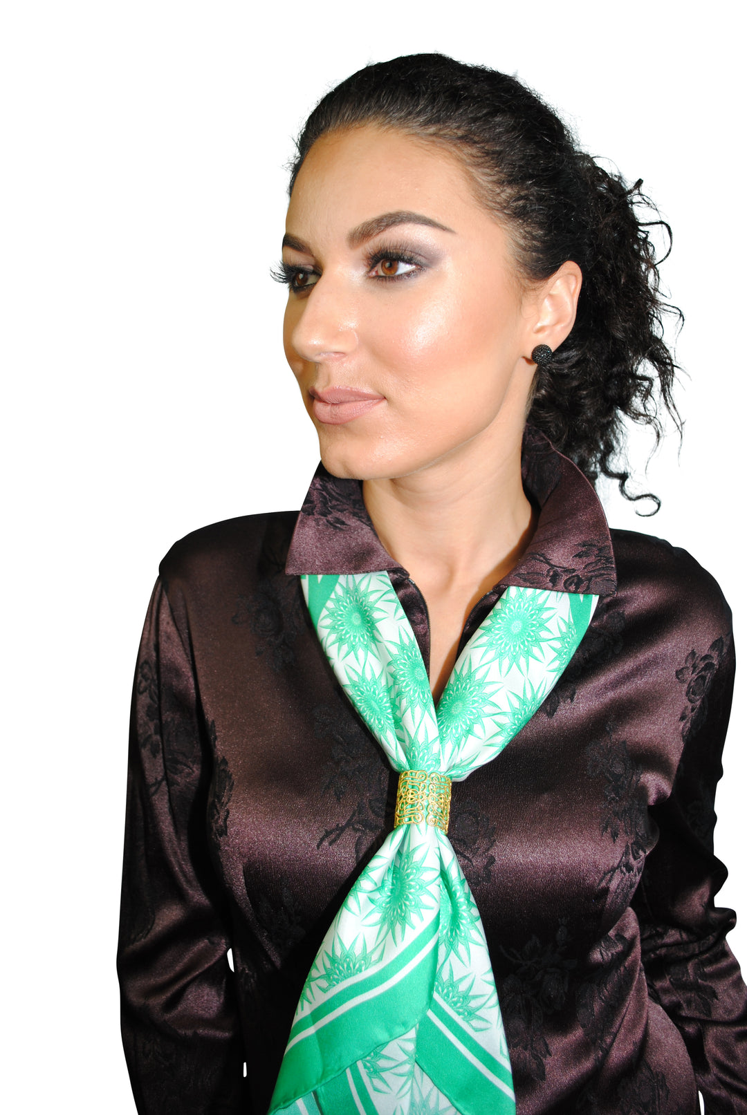 WISDOM Mandala Silk Square Scarf in Green White – Multiple Sizes by Alesia Chaika