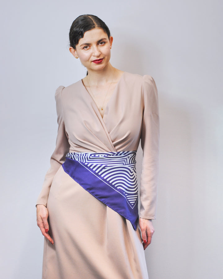 SLIM DANCE Mandala Silk Square Scarf – Dark Purple White