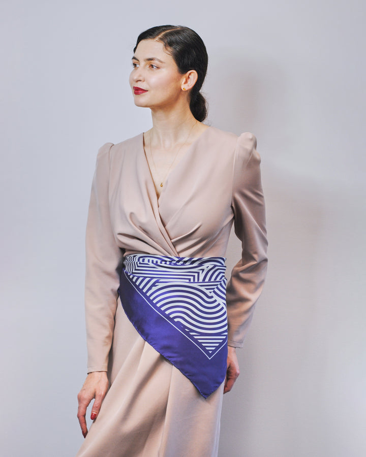 SLIM DANCE Mandala Silk Square Scarf – Dark Purple White