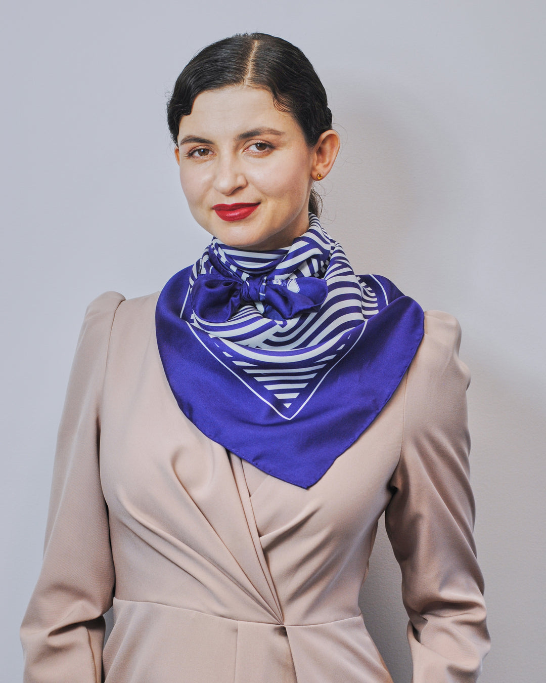 SLIM DANCE Mandala Silk Square Scarf – Dark Purple White