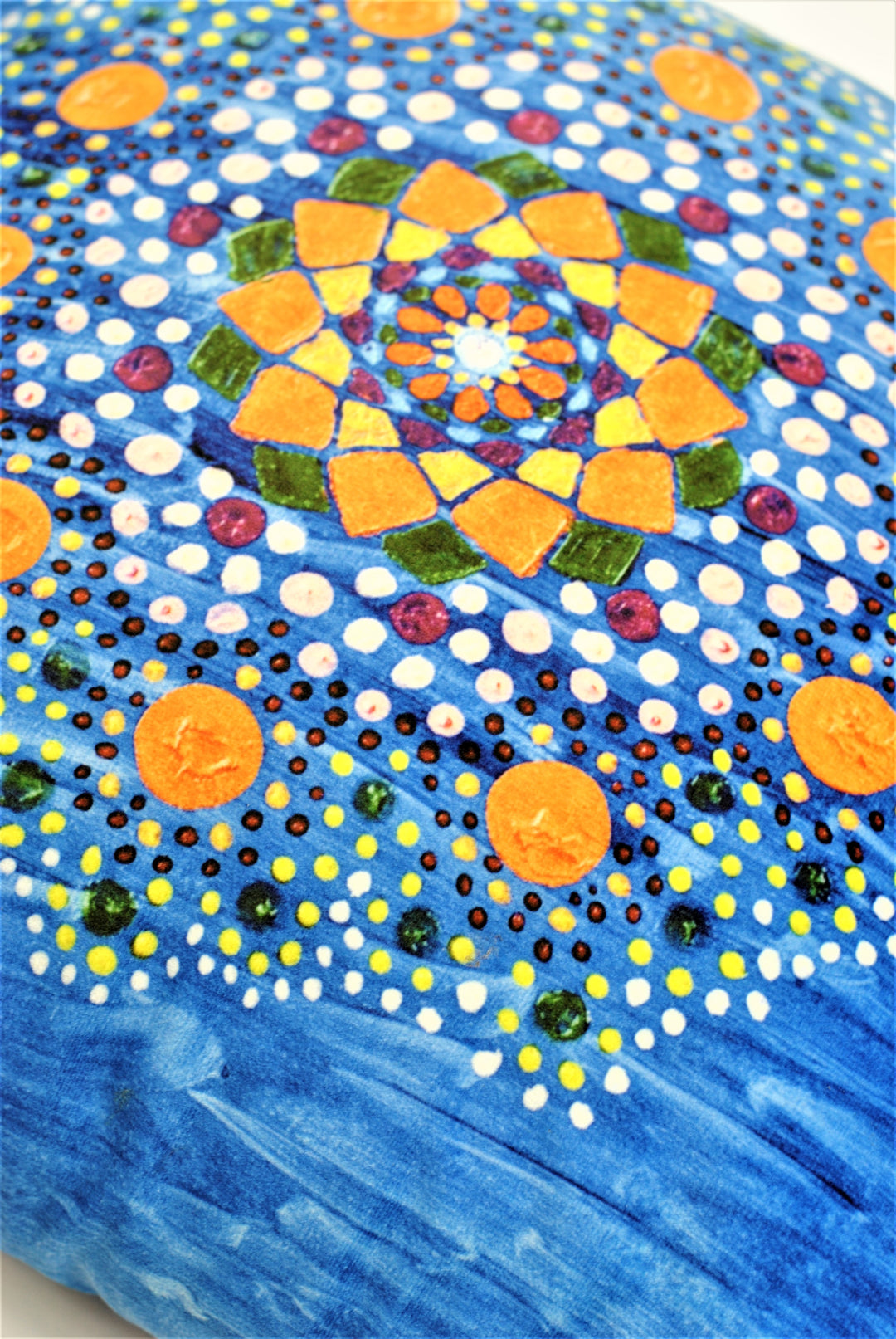 Yana MANDALA DREAM Dot Art Decorative Throw Pillow In Blue Orange Alesia Chaika Home Collection