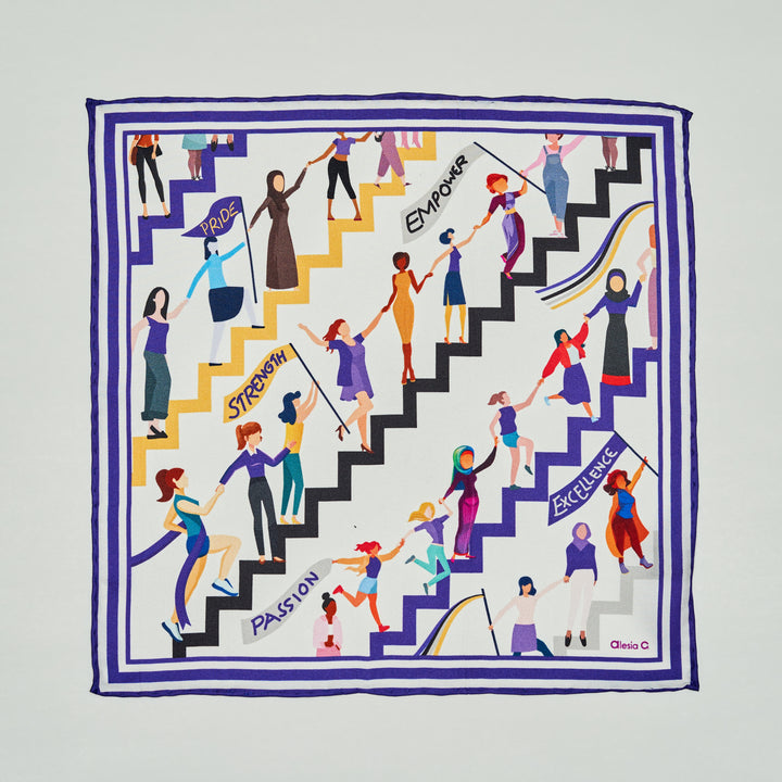 EMPOWER. Women Are Helping Women. Designer 100% Silk Scarf in Royal Purple by Alesia Chaika AlesiaC.com