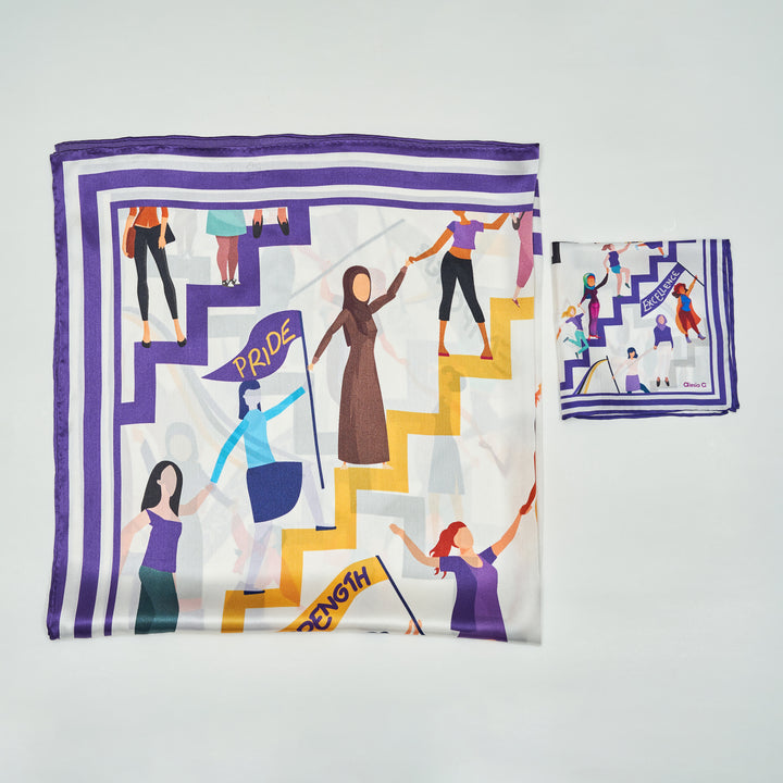 EMPOWER Women's History Month 100% Silk Square Scarf by Alesia Chaika AlesiaC.com