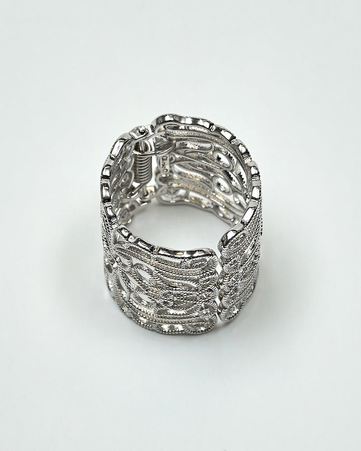 Filigree HIGH LAND Scarf Ring 18K White Gold Plated Over Brass by Alesia Chaika