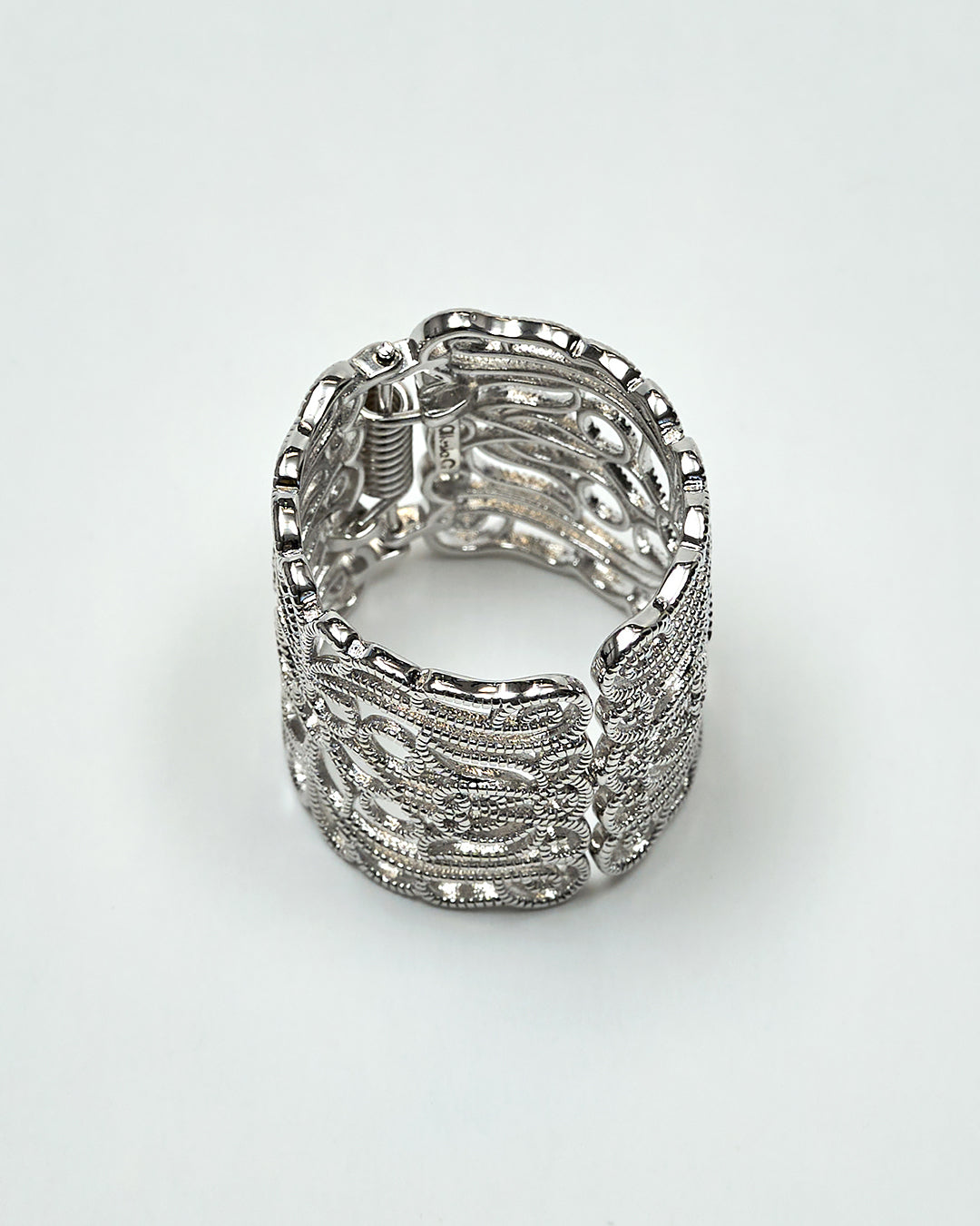 Filigree HIGH LAND Scarf Ring 18K White Gold Plated Over Brass by Alesia Chaika