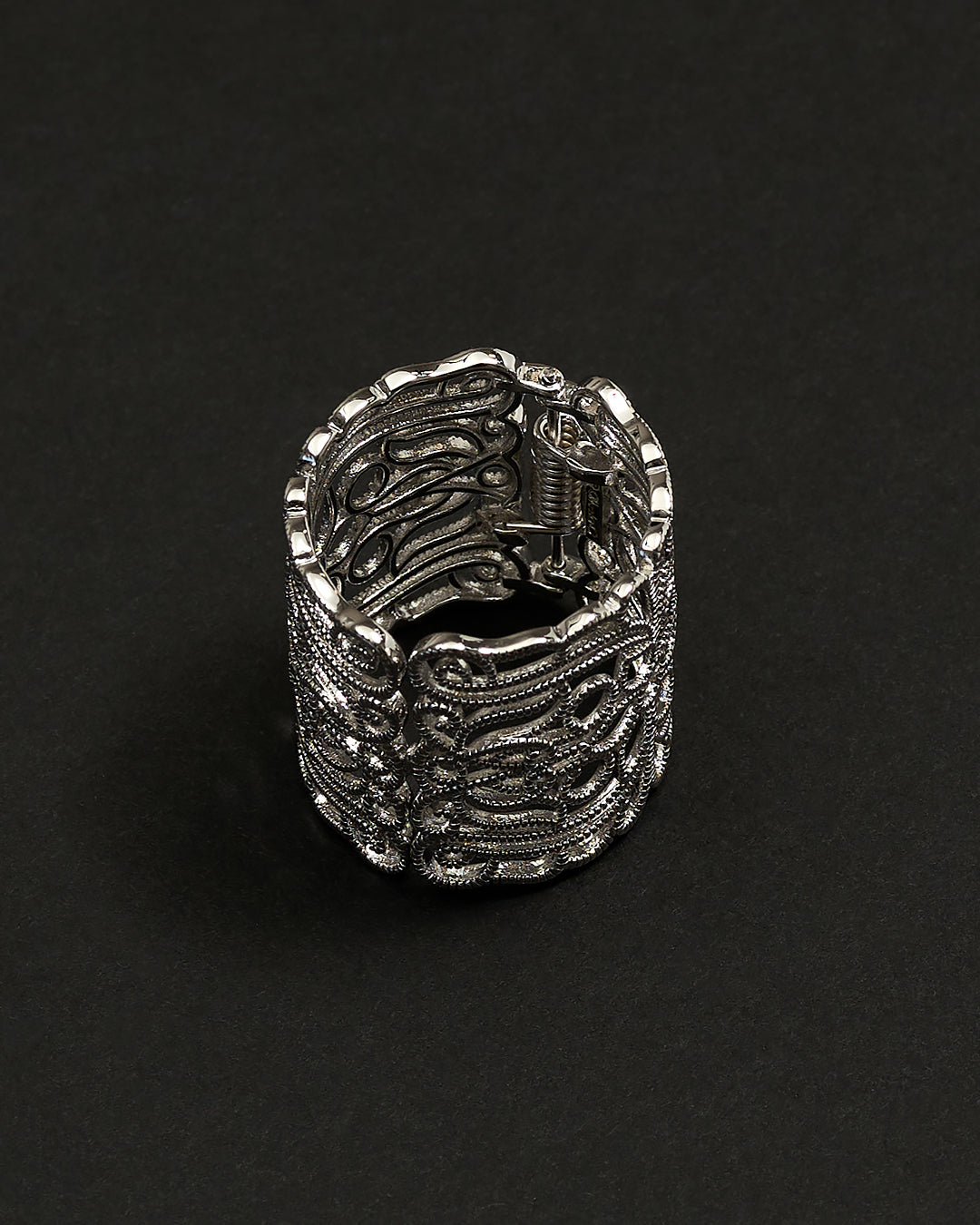 Filigree HIGH LAND Scarf Ring 18K White Gold Plated Over Brass by Alesia Chaika